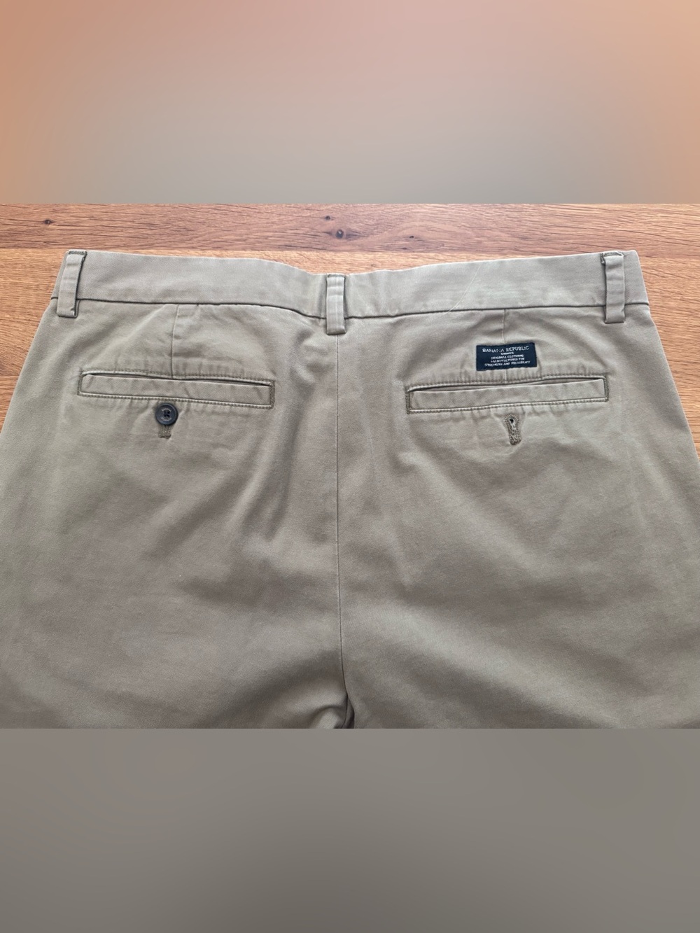 Banana Republic Fulton Skinny Chino Khaki Stretch Flat Front Pants 35x32 Men’s - Picture 5 of 6